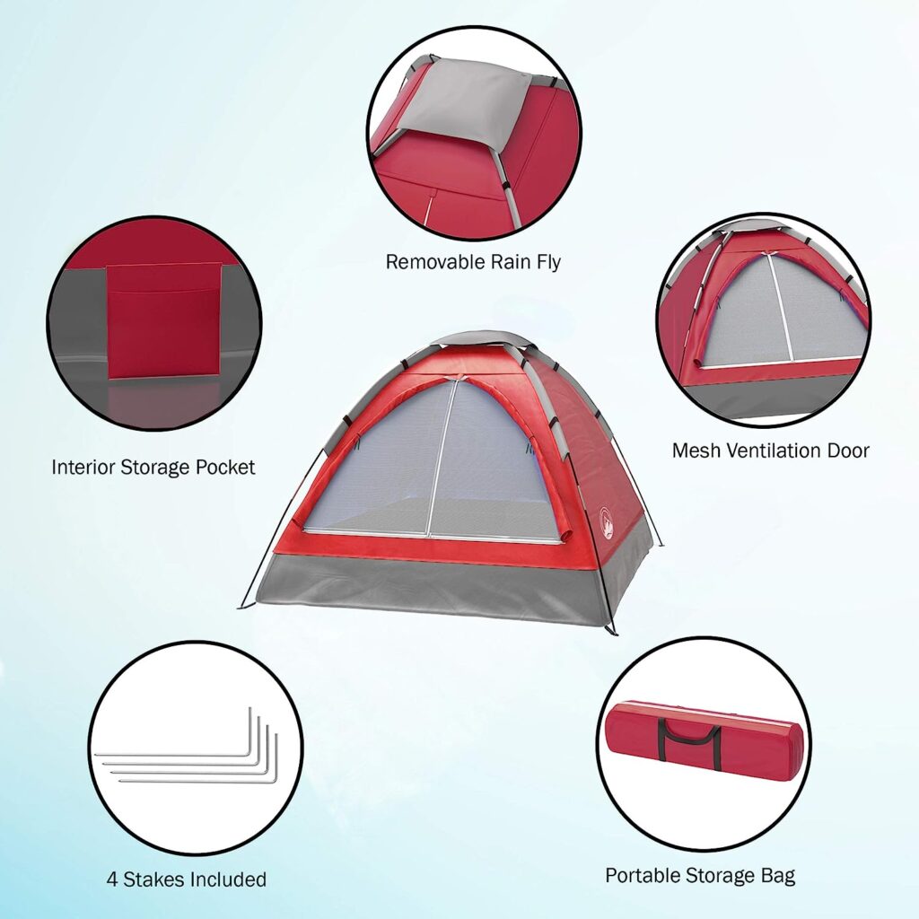 2-Person Camping Tent â Includes Rain Fly and Carrying Bag â Lightweight Outdoor Tent for Backpacking, Hiking, or Beach by Wakeman Outdoors