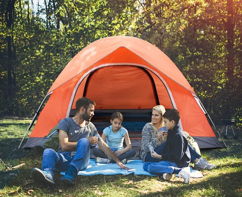 ABCCAMPING Camping Tent 2/4 Person, Family Dome Tent with Removable Rain Fly,Easy Set Up Pop Up Tents with Carry Bag