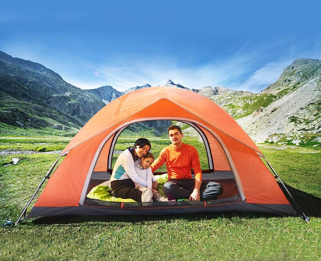 ABCCAMPING Camping Tent 2/4 Person, Family Dome Tent with Removable Rain Fly,Easy Set Up Pop Up Tents with Carry Bag