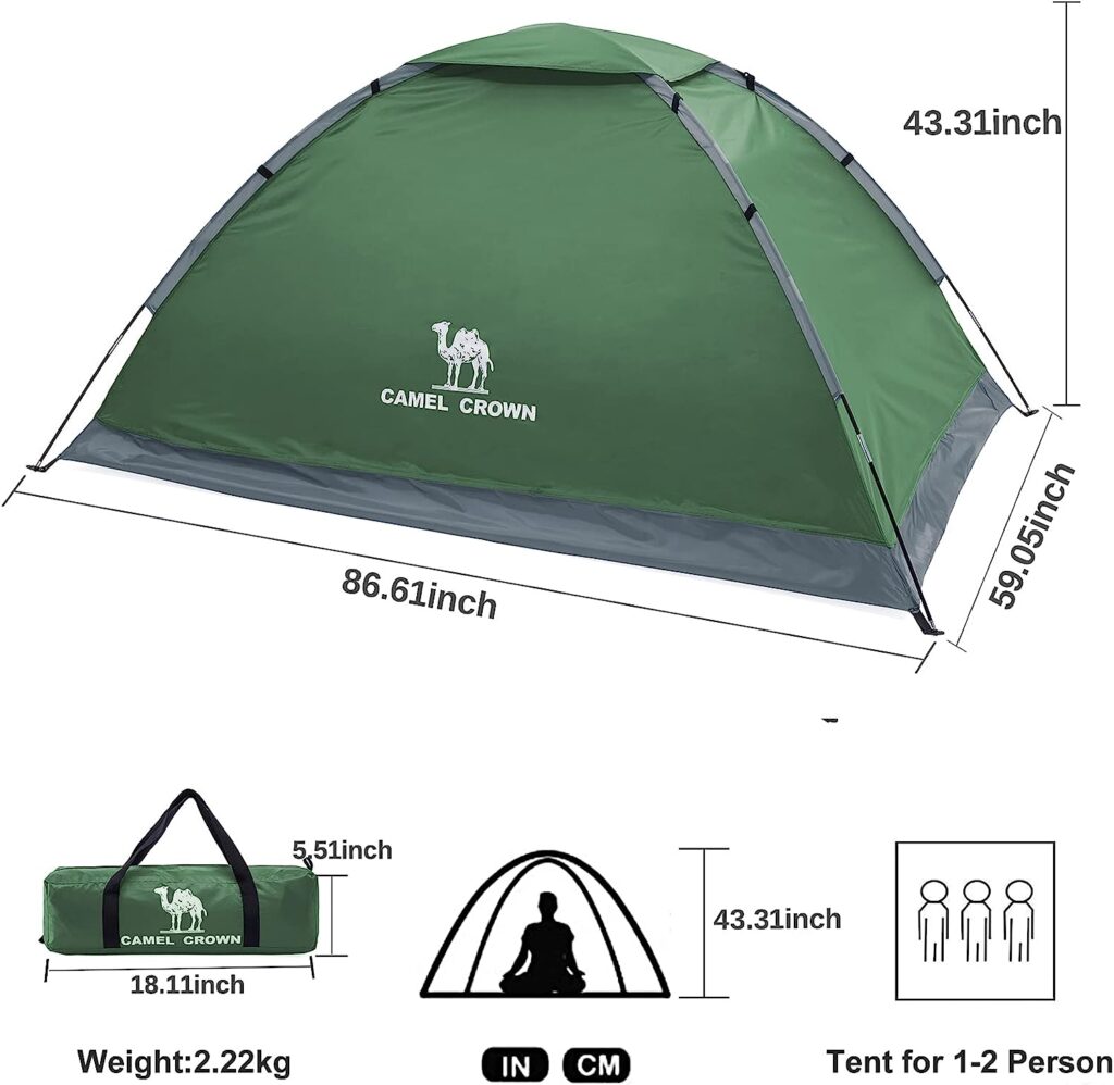 CAMEL CROWN 2/3/4/5 Person Camping Dome Tent, Waterproof,Spacious, Lightweight Portable Backpacking Tent for Outdoor Camping/Hiking