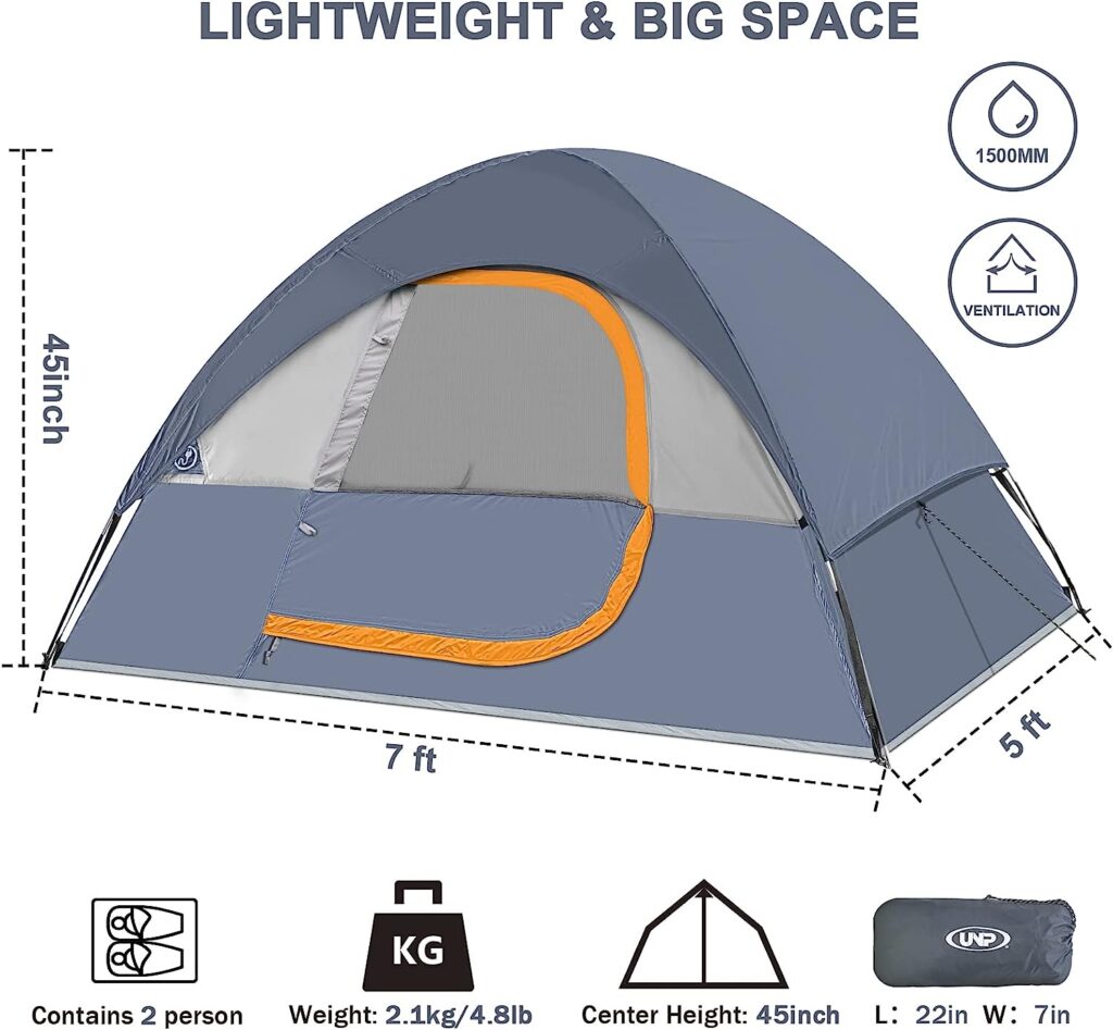 Camping Tent 2 Person, Waterproof Windproof Tent with Rainfly Easy Set up-Portable Dome Tents for Camping