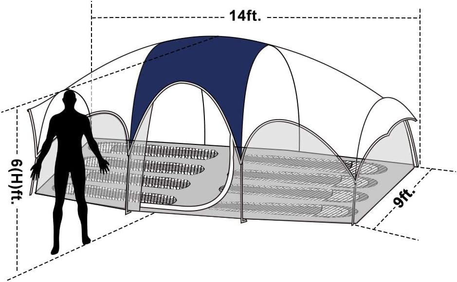 CAMPROS Tent-8-Person-Camping-Tents, Waterproof Windproof Family Tent, 5 Large Mesh Windows, Double Layer, Divided Curtain for Separated Room, Portable with Carry Bag