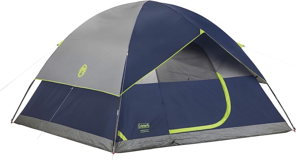 Coleman Sundome Camping Tent, 2/3/4/6 Person Dome Tent with Easy Setup, Included Rainfly and WeatherTec Floor to Block Out Water, 2 Windows and 1 Ground Vent for Air Flow with Charging E-Port Flap