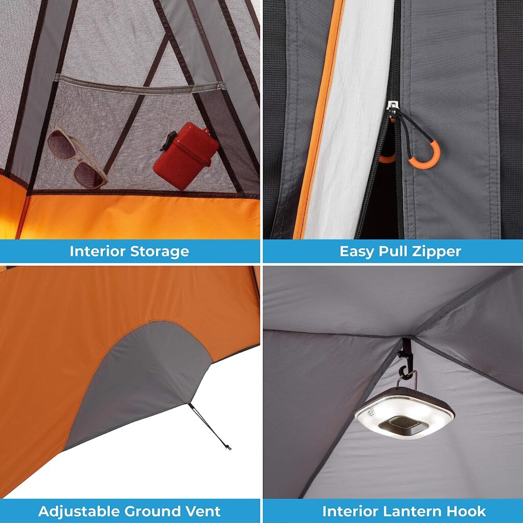 CORE Tents for Family Camping, Hiking and Backpacking | 4 Person / 6 Person / 9 Person / 11 Person Dome Camp Tents with Included Tent Gear Loft for Outdoor Accessories