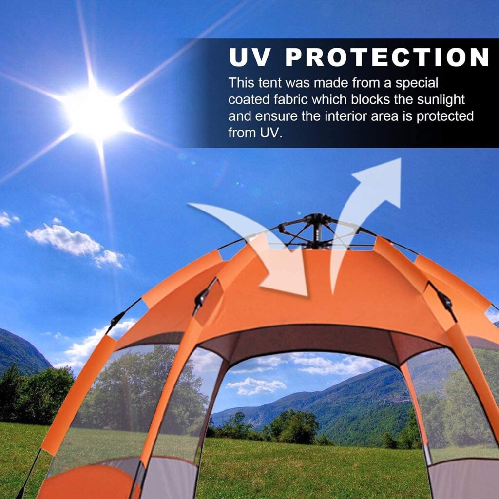 Instant Pop Up Camping Tent Easy Setup Automatic Hydraulic Water Resistant with Rain Fly Portable Lightweight Great for Outdoor Beach Backpacking Hiking