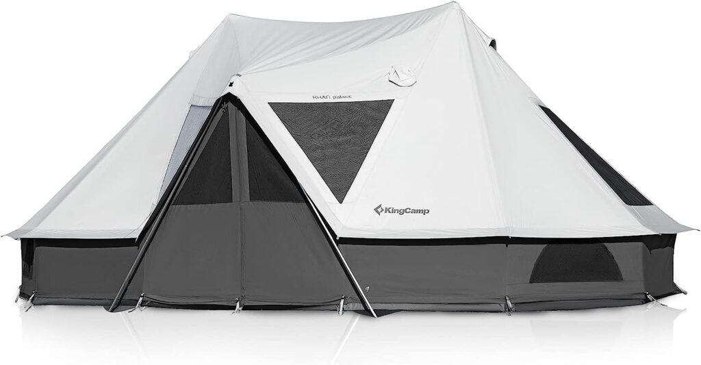 KingCamp Khan Palace Glamping Luxury Canvas Tent with Stove Jacks, Outdoor Camping Wall Tent for 4 Seasons Family Camping