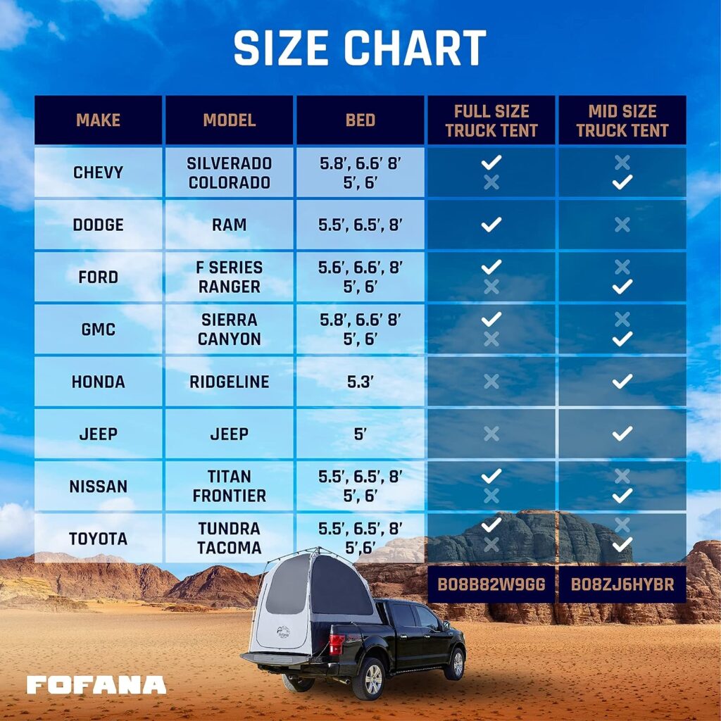 Truck Bed Tent Quick  Easy Automatic Setup - Pickup Truck Tent for Mid  Full Size| Camper Shell - Pickup Truck Accessories - Truck Bed Accessories - Truck Camping - Pickup Tent - Fofana