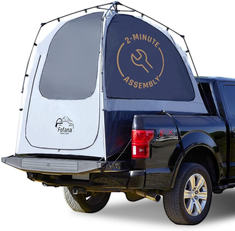 Truck Bed Tent Quick  Easy Automatic Setup - Pickup Truck Tent for Mid  Full Size| Camper Shell - Pickup Truck Accessories - Truck Bed Accessories - Truck Camping - Pickup Tent - Fofana